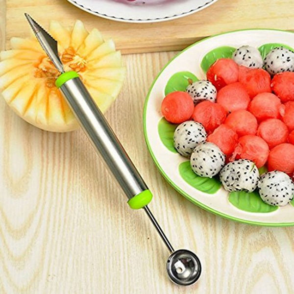 2 In 1 Melon Baller Stainless Steel Fruit Carving Knife - Slicer &amp; Scooper