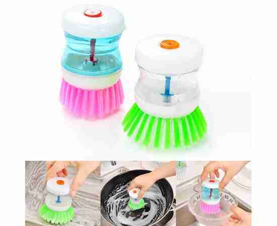 Self Dispensing Cleaning Brush Dish Brush Liquid Soap Plastic Dish Cleaning Brush Home Cleaning Laundry Products Kitchenwar(Random color)