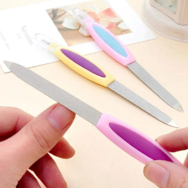 2 In 1 Stainless Steel Nail File Scrub Buffer Double Sides Pedicure Tools (1 PCS)